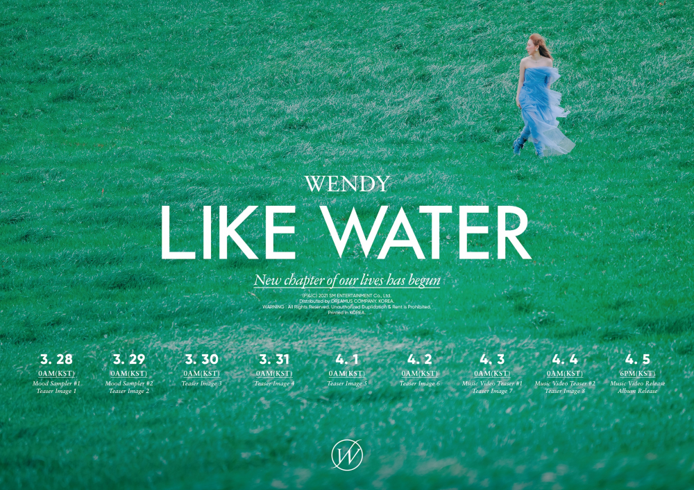 Wendy lanza un calendario de sus contenidos teaser para su primer mini-álbum en solitario 'Like Water'