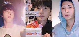 las velas de cumpleaños de Jin, SUGA y RM