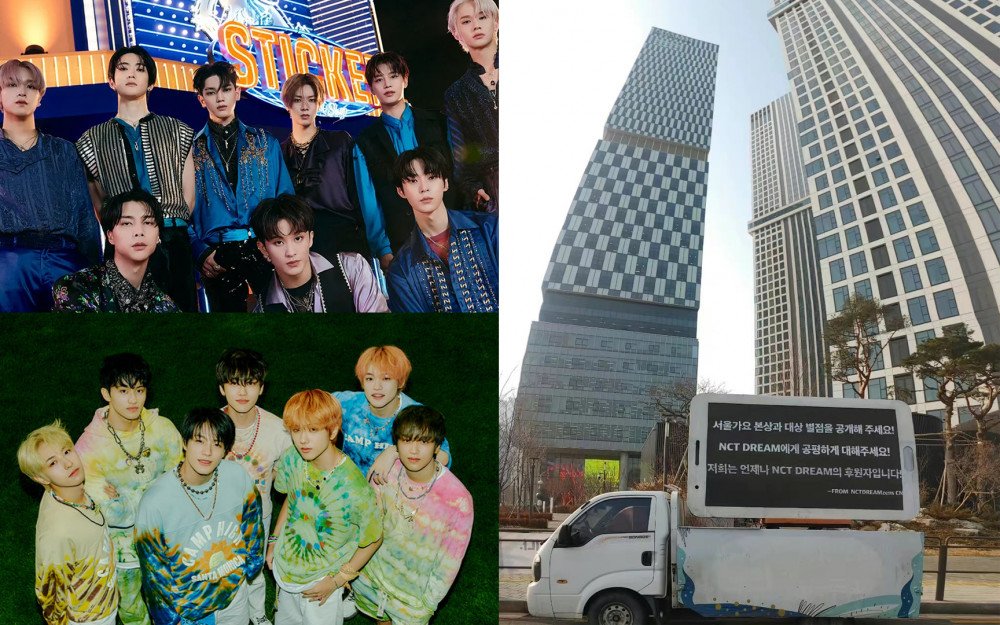 Los fans de NCT Dream instalaron camiones de protesta